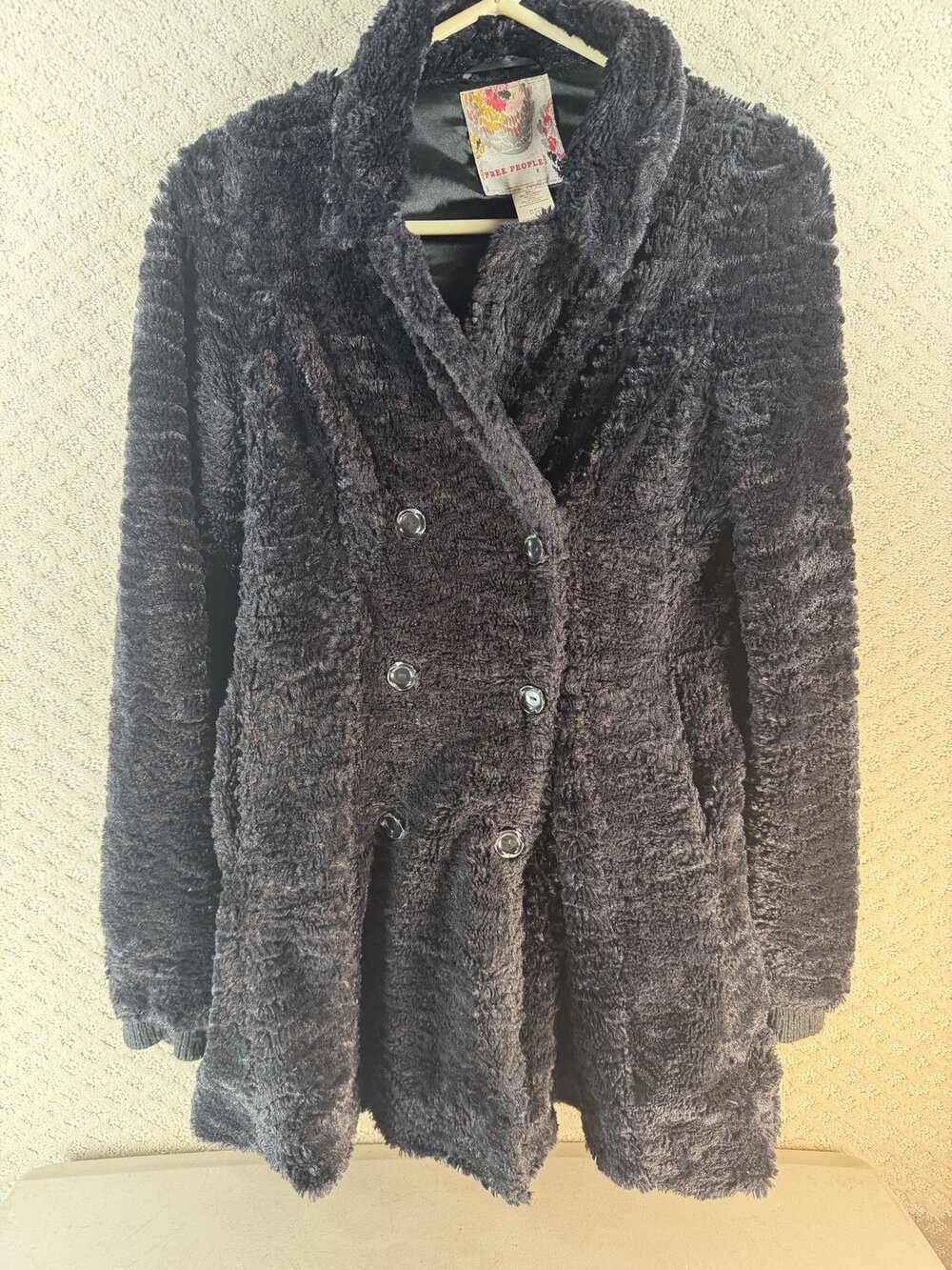 Free People Peacoat Black Shell: Smooth Satin Lining Womens Collared Size 2